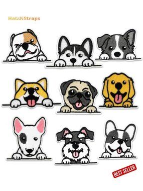 9PCS Dog Embroidered Iron-On Applique Patches for Clothes, Bags, Jeans, Hats DIY